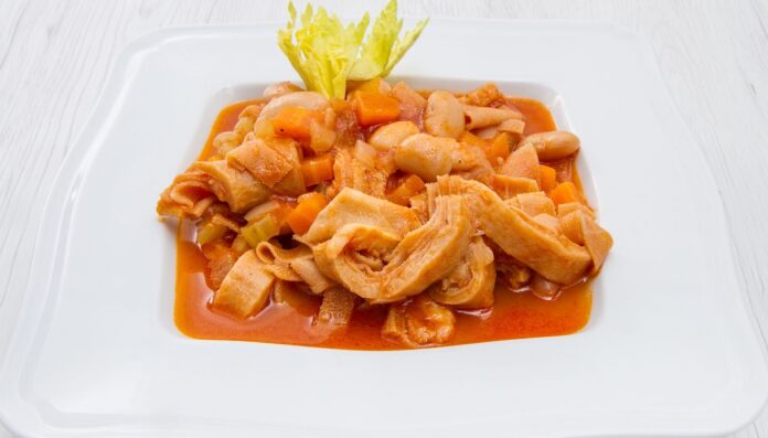 white dish with trippa